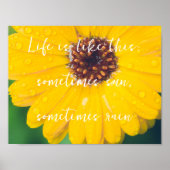 Heldere gele bloem na regen poster (Voorkant)