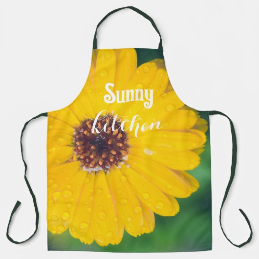 Heldere gele bloem na regen schort (Voorkant)