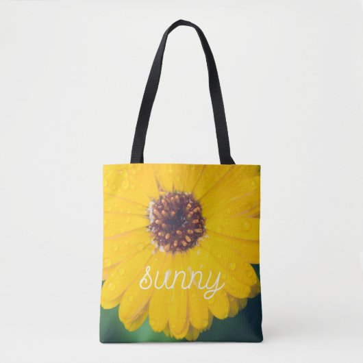 Heldere gele bloem na regen tote bag (Voorkant)