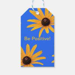 Heldere gele bloemen op Royal Blue Inspirerend Cadeaulabel