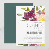 HELDERE GELE BLUSH BURGUNDY FLORALE COUPLESBAD KAART (Voorkant / Achterkant)