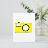 Heldere gele camera. Op wit. Briefkaart (Staand voorkant)