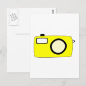 Heldere gele camera. Op wit. Briefkaart (Voorkant / Achterkant)