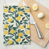 Heldere gele citroenboomtakken met twee tonen theedoek (Quarter Fold)