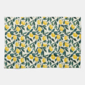 Heldere gele citroenboomtakken met twee tonen theedoek (Horizontaal)