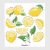 Heldere gele citroenen en citroenschijfjes sticker (Vel)