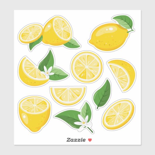 Heldere gele citroenen en citroenschijfjes sticker (Vel)