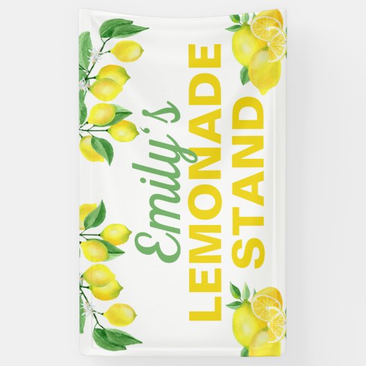 Heldere gele citroenen limonade stand spandoek (Verticaal)