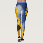 Heldere gele en blauwe zonnebloem hemel leggings (Achterkant)