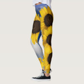 Heldere gele en blauwe zonnebloem hemel leggings (Links)