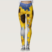 Heldere gele en blauwe zonnebloem hemel leggings (Voorkant)