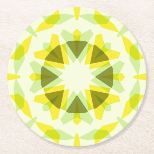 Heldere Gele Groene Ster Dopamine Decor Kitsch Art Ronde Kartonnen Onderzetter