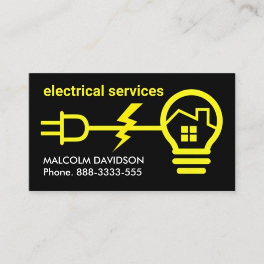 Heldere gele lamp Power Plug bedrading Visitekaartje (Voorkant)