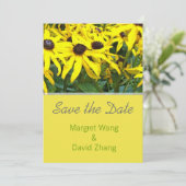 heldere gele madeliefjes bloemen save the date (Staand voorkant)