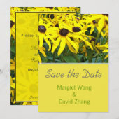 heldere gele madeliefjes bloemen save the date (Voorkant / Achterkant)