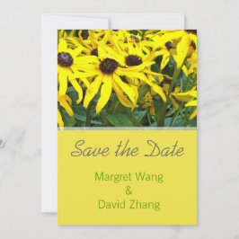 heldere gele madeliefjes bloemen save the date