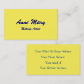 Heldere gele marine Blue Makeup artistieke schoonh Visitekaartje (Voorkant / Achterkant)