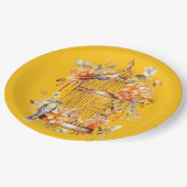 Heldere gele perzik Bronzen Vogelkooi Douche Papieren Bordje (Gekanteld)