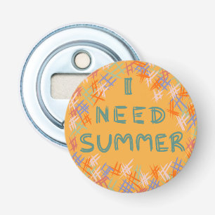 Heldere gele pin - "I Need Summer" Button Flesopener