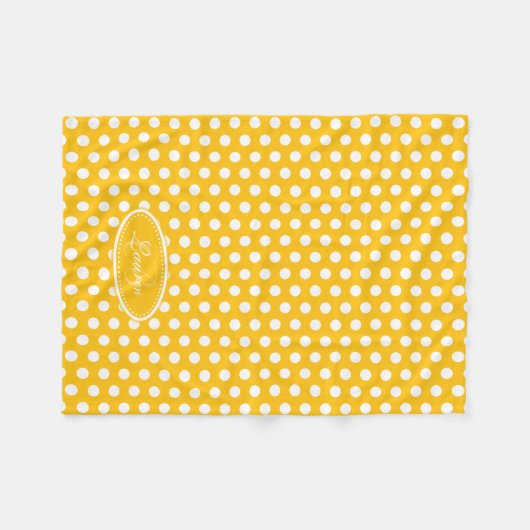 Heldere gele poka dot, aangepaste naam bord deken (Voorkant (Horizontaal))