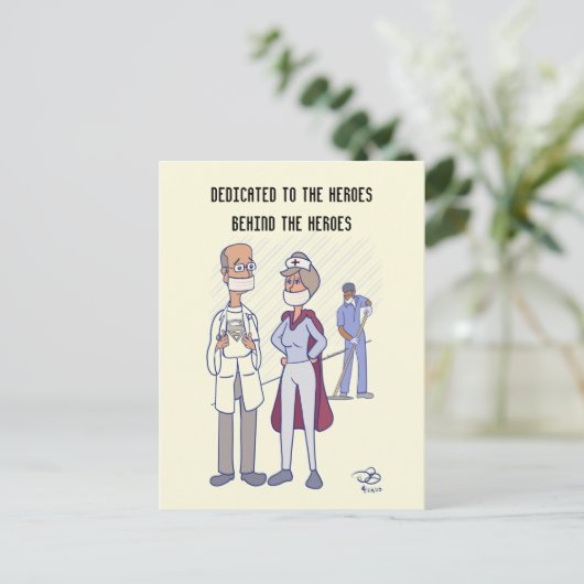 Heldere Gele Postkaart van een Held (Staand voorkant)