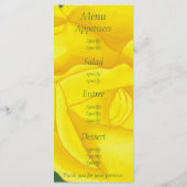 Heldere Gele Roos, aangepaste menukaarten Menu (Achterkant)