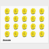 Heldere Gele Roos, Monogram Trouwzegels Ronde Sticker (Vel)
