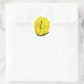 Heldere Gele Roos, Monogram Trouwzegels Ronde Sticker (Tas)