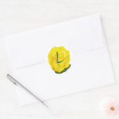 Heldere Gele Roos, Monogram Trouwzegels Ronde Sticker (Envelop)