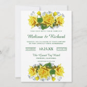 Heldere gele rozen Bloemen bruiloft uitnodiging (Voorkant)