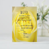 Heldere gele rozenbloem R.S.V.P. RSVP Kaartje (Staand voorkant)