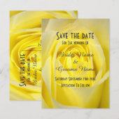 Heldere gele rozenbloem save the date aankondigingskaart (Voorkant / Achterkant)
