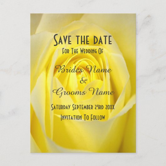 Heldere gele rozenbloem save the date aankondigingskaart (Voorkant)
