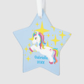 Heldere gele sterren met unicorn Ornament (voorkant)