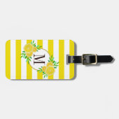 Heldere gele strepen Citrus Slices Monogram Bagagelabel (Voorkant horizontaal)