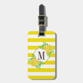 Heldere gele strepen Citrus Slices Monogram Bagagelabel (Voorkant verticaal)