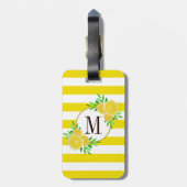 Heldere gele strepen Citrus Slices Monogram Bagagelabel (Achterkant verticaal)