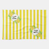 Heldere gele strepen Citrus Slices Monogram Theedoek (Horizontaal)