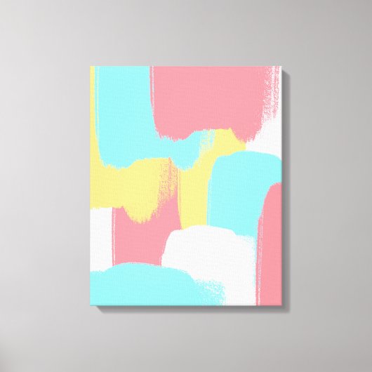 Heldere Gele Turquoise White Pink Bruske Strokes Canvas Afdruk (Voorkant)