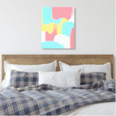 Heldere Gele Turquoise White Pink Bruske Strokes Canvas Afdruk (Insitu (Slaapkamer))