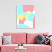 Heldere Gele Turquoise White Pink Bruske Strokes Canvas Afdruk (Insitu (Woonkamer))