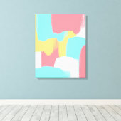 Heldere Gele Turquoise White Pink Bruske Strokes Canvas Afdruk (Insitu (Houten vloer))