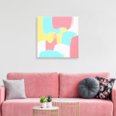 Heldere Gele Turquoise White Pink Bruske Strokes Canvas Afdruk (Insitu (Woonkamer))