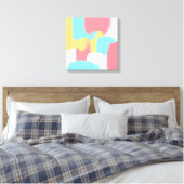 Heldere Gele Turquoise White Pink Bruske Strokes Canvas Afdruk (Insitu (Slaapkamer))