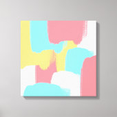Heldere Gele Turquoise White Pink Bruske Strokes Canvas Afdruk (Voorkant)