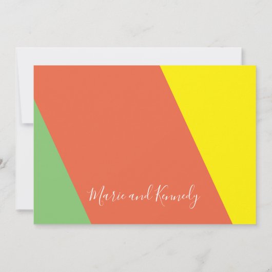 Heldere gele zomer kleuren digitale bruiloft kaart (Achterkant)