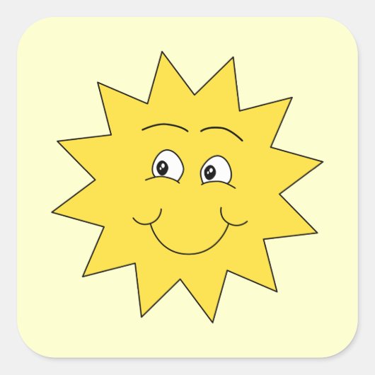 Heldere gele zomerzon. Lachend gezicht. Vierkante Sticker (Voorkant)