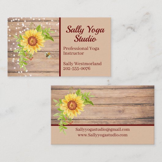 Heldere, gele zonnebloem Alle Visitekaartjes (Voorkant / Achterkant)