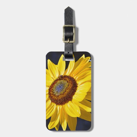 Heldere gele zonnebloem bagagelabel (Voorkant verticaal)