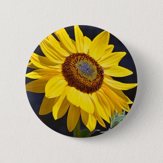 Heldere gele zonnebloem ronde button 5,7 cm (Voorkant)